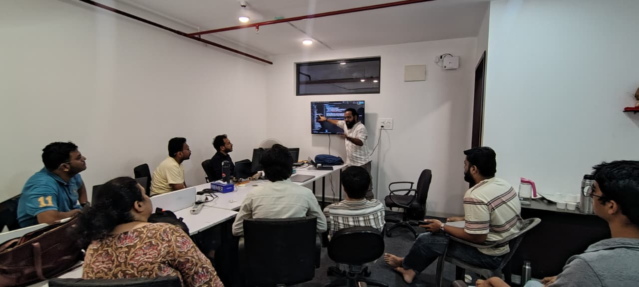 Parth Pandya walking the room through his AI workspace